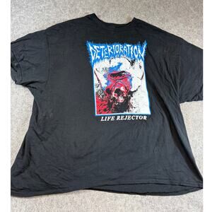 Deterioration Life Rejector Shirt Men 2XL Black Graphic Death Metal Band Tee Y2K